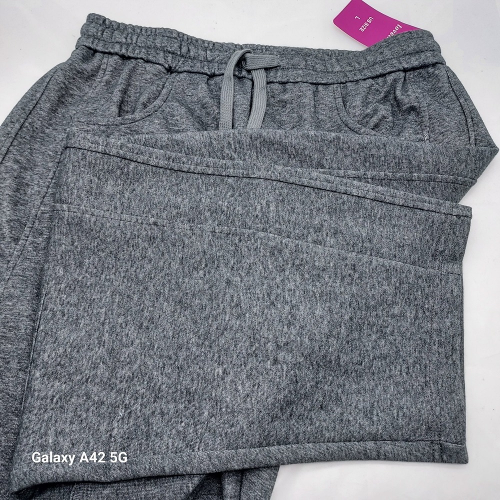 Women's Wide Leg Sweatpants Charcoal Grey Drawstring Pants L